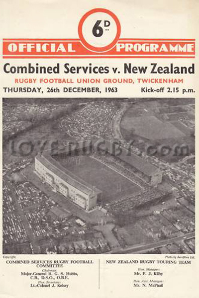 1963 Combined Services v New Zealand  Rugby Programme